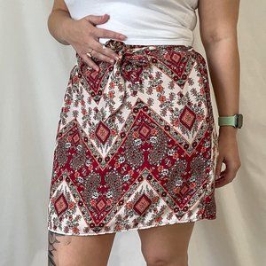 Dina Be Paisley Floral Paper Bag Tie Skirt